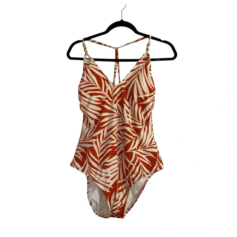 Shade & Shore Tropical Leaf Print One Piece NEW